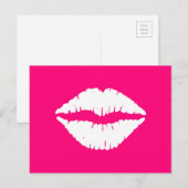 Hot-roze en witte lipstick briefkaart (Voorkant / Achterkant)