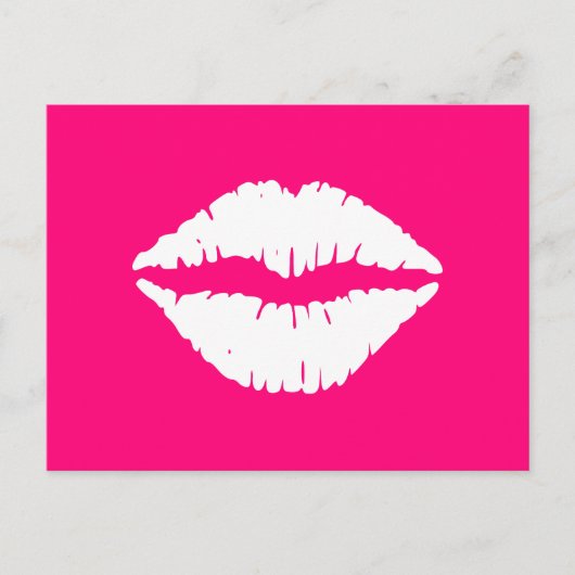 Hot-roze en witte lipstick briefkaart (Voorkant)