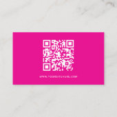 Hot Roze en Witte Logo Minimalistische QR-code Visitekaartje (Achterkant)