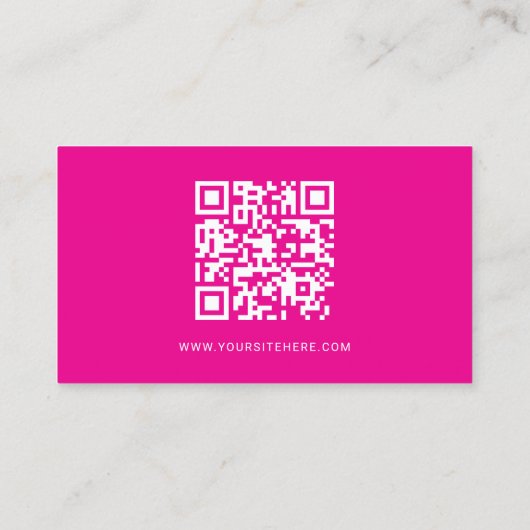 Hot Roze en Witte Logo Minimalistische QR-code Visitekaartje (Achterkant)