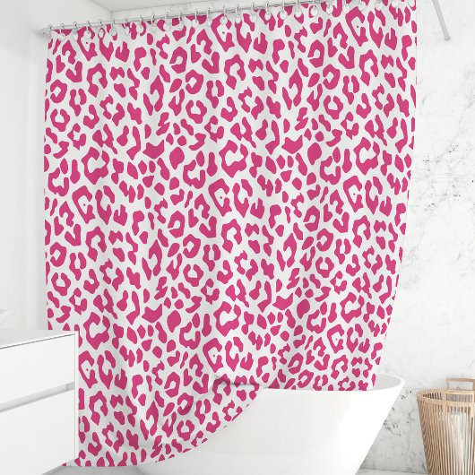Hot roze en witte luipaard douchegordijn