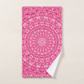 Hot Roze en Witte Mandala Patroon Bad Handdoek (Handdoek)