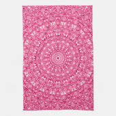 Hot Roze en Witte Mandala Patroon Theedoek (Verticaal)