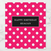 Hot-roze en witte polka dot met zwart wijn etiket (Enkel label)