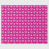 Hot Roze en Witte Polka Dots met Bogen Cadeaupapier (Vlak)