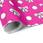 Hot Roze en Witte Polka Dots met Bogen Cadeaupapier (Rol Hoek)