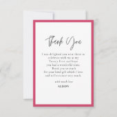 Hot-roze en witte rand bedankkaart (Voorkant)