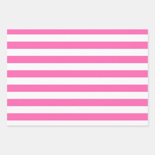 Hot-roze en witte strepen inpakpapier vel (Voorkant)