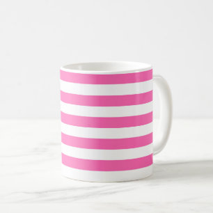 Hot-roze en witte strepen koffiemok