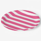 Hot-roze en witte strepen papieren bordje (Gekanteld)