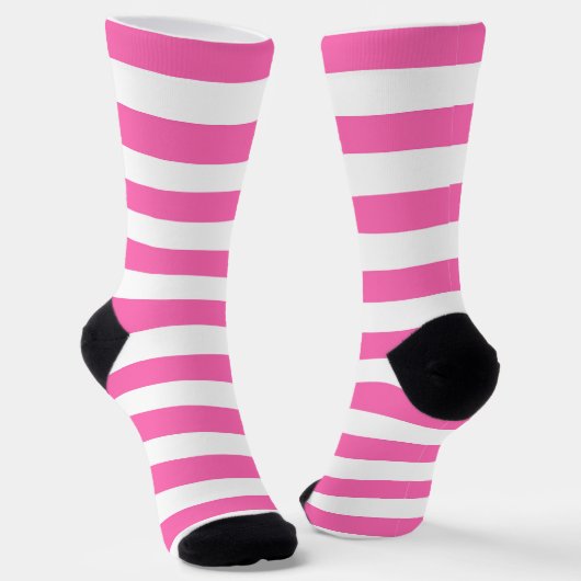 Hot-roze en witte strepen sokken (Gebogen)