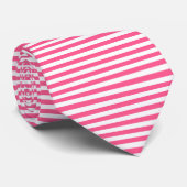 Hot-roze en witte strepen stropdas (Opgerold)