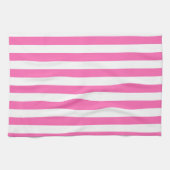 Hot-roze en witte strepen theedoek (Horizontaal)