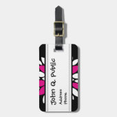 Hot-roze en witte ventilatoren Kunst op zwart Bagagelabel (Voorkant verticaal)