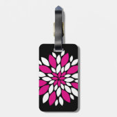 Hot-roze en witte ventilatoren Kunst op zwart Bagagelabel (Achterkant verticaal)