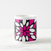 Hot-roze en witte ventilatoren Kunst op zwart Koffiemok (Center)