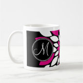 Hot-roze en witte ventilatoren Kunst op zwart Koffiemok (Links)