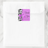 Hot roze en witte Zebra gestreept met parels Vierkante Sticker (Tas)