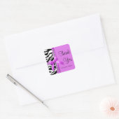 Hot roze en witte Zebra gestreept met parels Vierkante Sticker (Envelop)