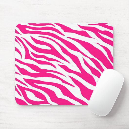 Hot-roze en witte zebrastripes Wilde dierlijke afd Muismat (Met muis)