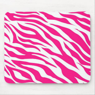 Hot-roze en witte zebrastripes Wilde dierlijke afd Muismat