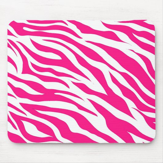 Hot-roze en witte zebrastripes Wilde dierlijke afd Muismat (Voorkant)