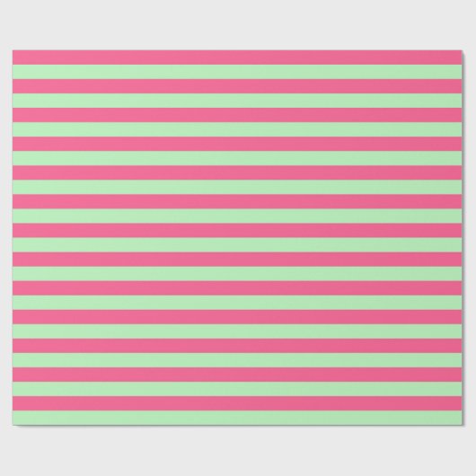 Hot-roze en zachte groene strepen cadeaupapier (Vlak)