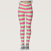 Hot-roze en zachte groene strepen leggings (Voorkant)