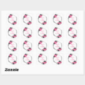 Hot Roze en Zilver Elegant Bloemen Verjaardagsfees Vierkante Sticker (Vel)