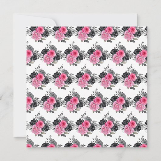 Hot Roze en Zilver Elegante Bloemen Sweet Sixteen Bedankkaart (Achterkant)