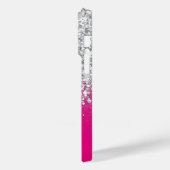 Hot Roze en Zilver Glitter Glam Case-Mate iPhone Case (Achterkant / Links)