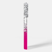 Hot Roze en Zilver Glitter Glam Case-Mate iPhone Case (Achterkant / Rechts)