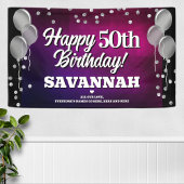 Hot roze en zilver Happy Birthday Banner