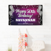 Hot roze en zilver Happy Birthday Banner (Insitu)