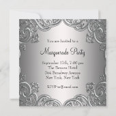 Hot Roze en Zilveren Maskerade Party Kaart (Achterkant)