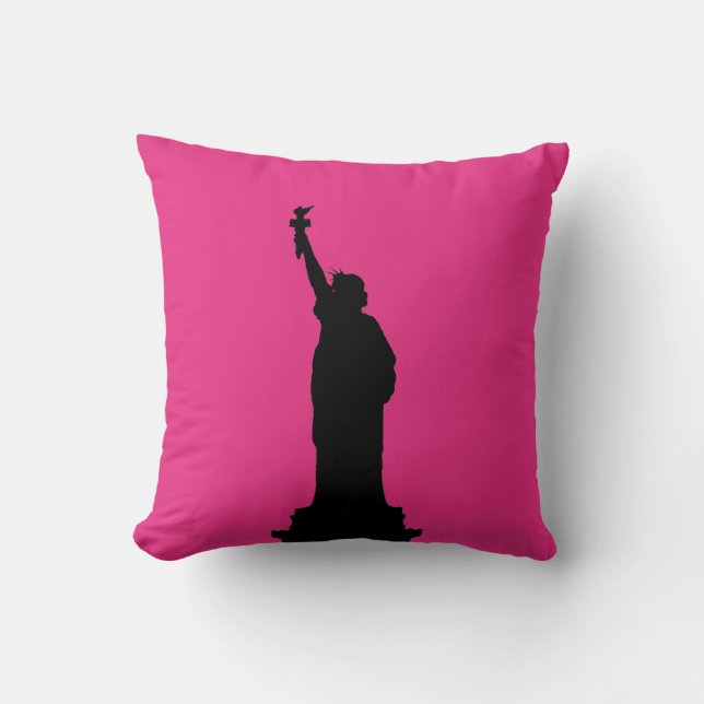 Hot-roze en zwart beeld van de Liberty Pillow Kussen (Voorkant)