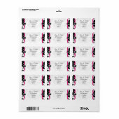Hot Roze en zwart damast Adreslabel Etiket (Full Sheet)