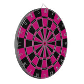 Hot-roze en zwart dartbord (Voorkant Links)