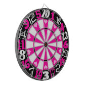 Hot-roze en zwart dartbord (Voorkant Links)