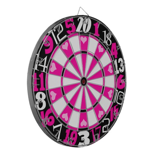 Hot-roze en zwart dartbord (Voorkant Links)