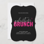 Hot Roze en zwart Galentine Brunch uitnodiging (Voorkant)