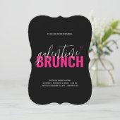 Hot Roze en zwart Galentine Brunch uitnodiging (Staand voorkant)