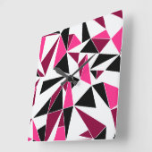 Hot-roze en zwart Geometrische wandontwerp Vierkante Klok (Hoek)