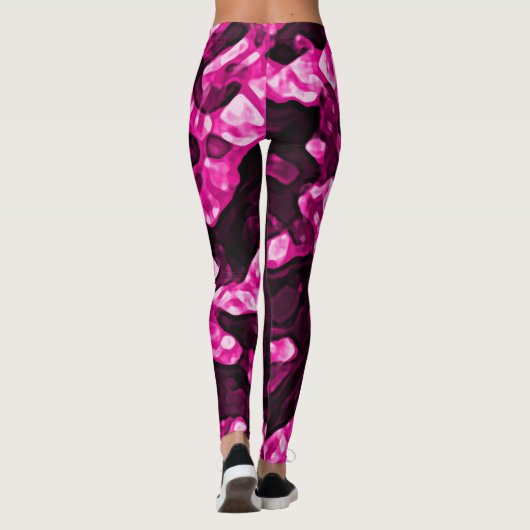 Hot roze en zwart meisje trendy Abstracte vormen Leggings (Achterkant)