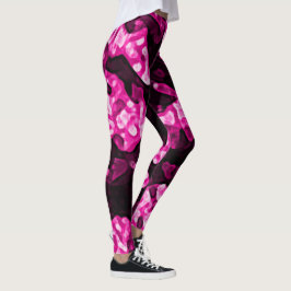 Hot roze en zwart meisje trendy Abstracte vormen Leggings