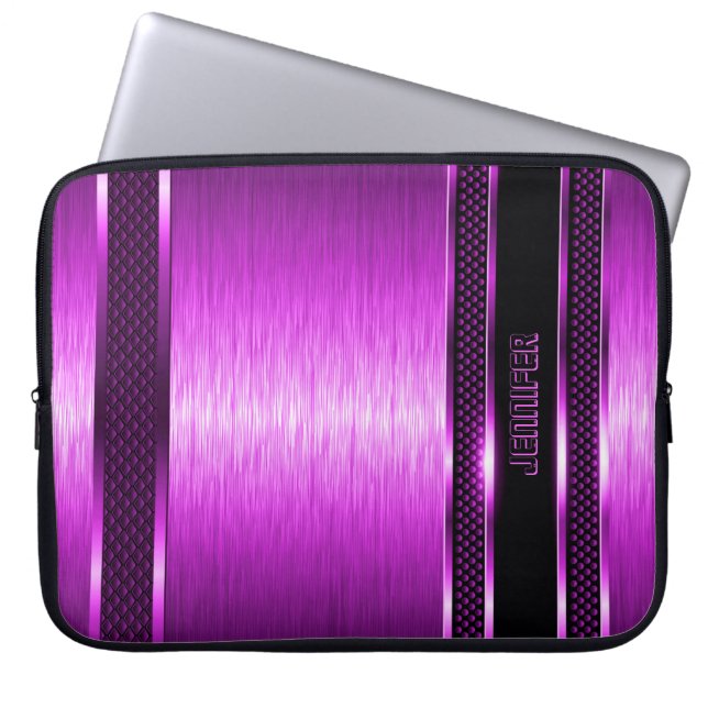 Hot-roze en zwart ontwerp geborsteld aluminium uit laptop sleeve (Voorkant)