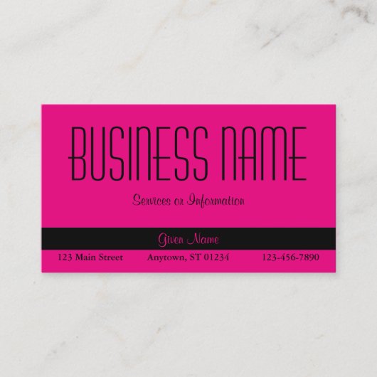 Hot-roze en zwart visitekaartje (Voorkant)