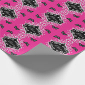 Hot-roze en zwart-wit cadeaupapier (Hoek)