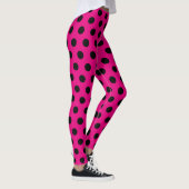 Hot-roze en zwarte Big Polka Dots Leggings (Rechts)