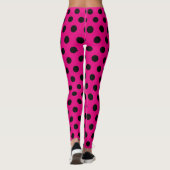 Hot-roze en zwarte Big Polka Dots Leggings (Achterkant)